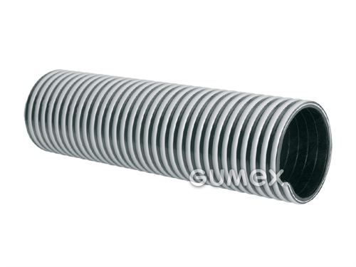 Fekálna hadica AREOLO SUPERFLEX 2, 52/61mm, 2bar/-0,7bar, PVC-NBR, -40°C/+50°C, čierna/šedá špirála